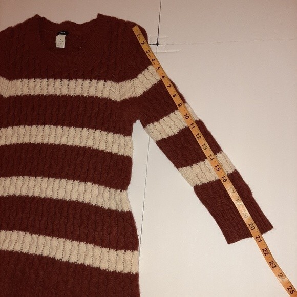 J.Crew Sweater 100% Merino Wool Chunky Cable Knit Wide Stripes Size S - Picture 8 of 13